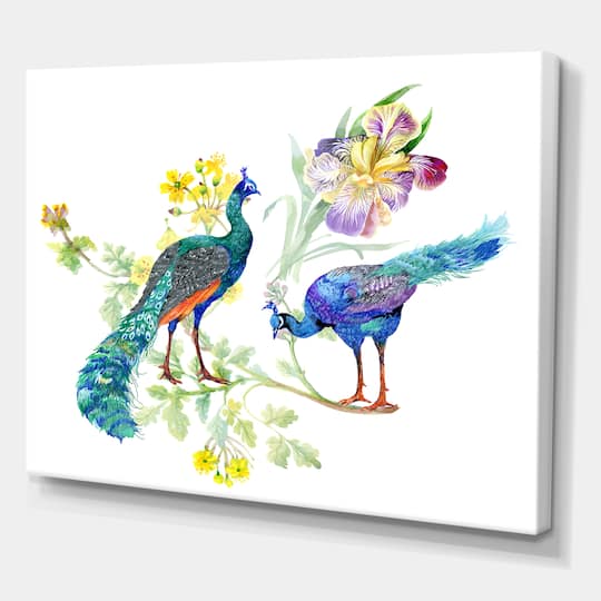 Designart - Peacocks and Iris Flowers